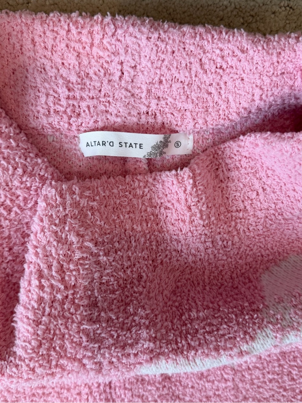 Altar'd State Cozy Pink Plush Pullover